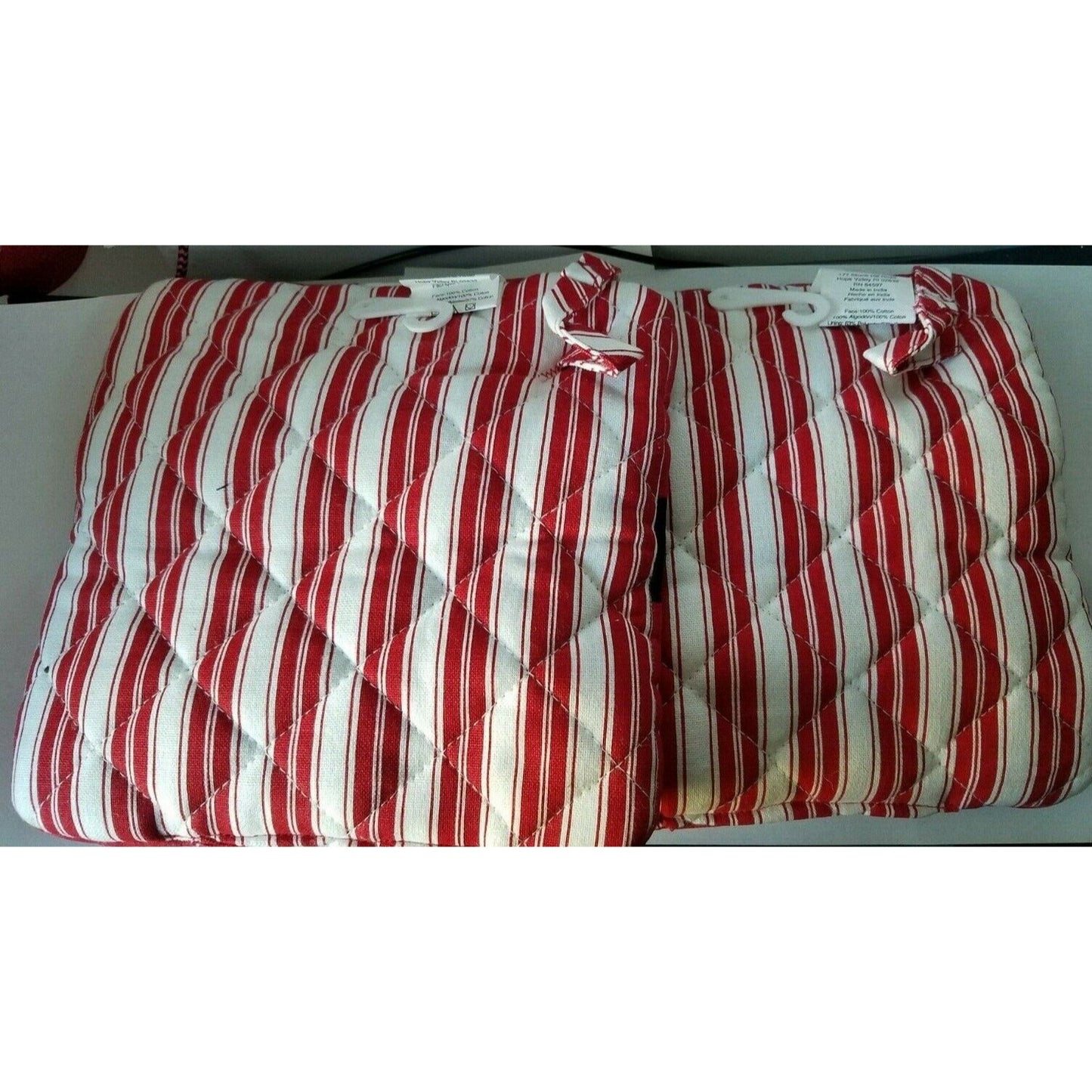 Kitchen Pot Holder Set of 2 KayDee Designs Santa Belt Candy Cane Striped Back 8 x 8