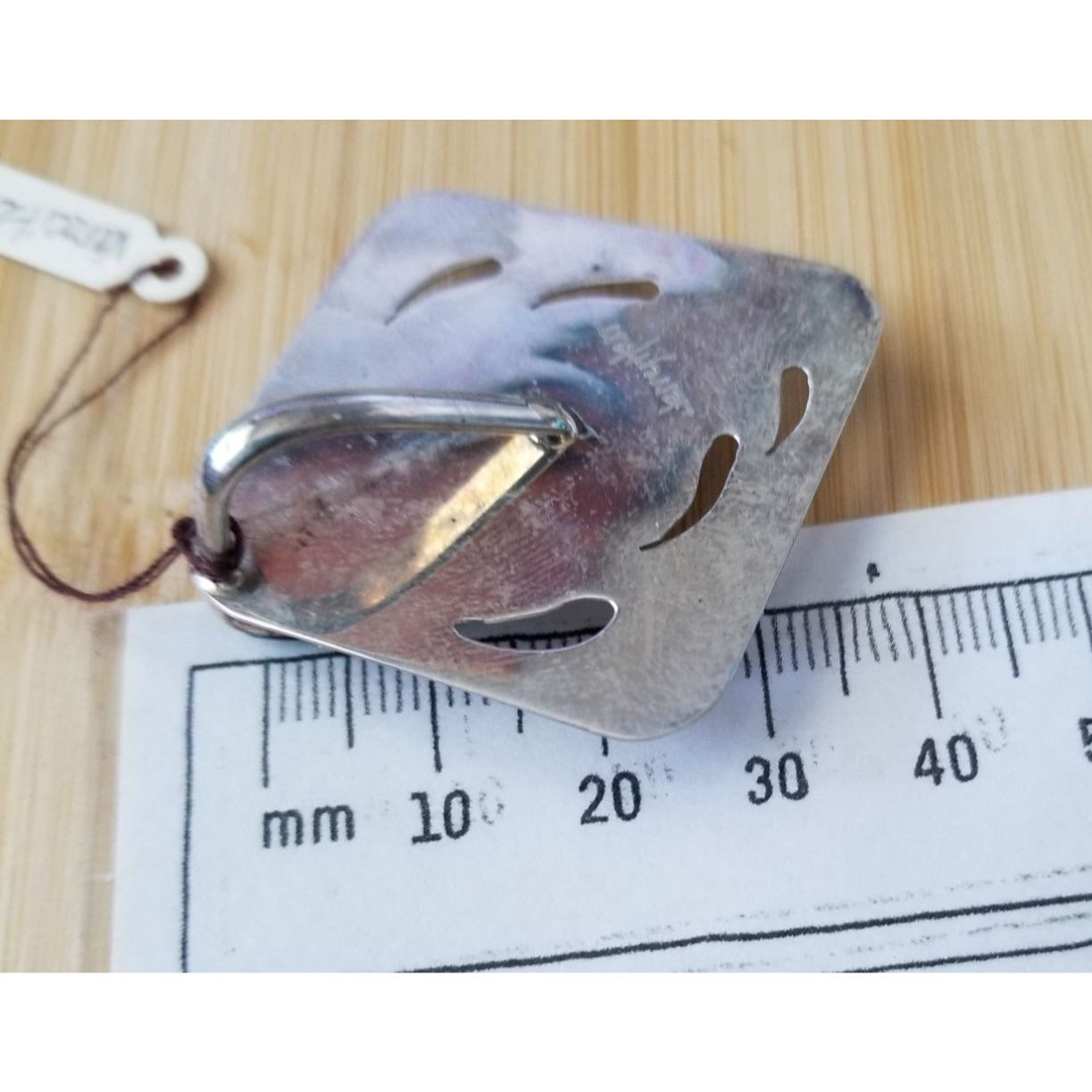 Pendant Varacite 1 1/2 " square 22  x 10 cm Bail  8.9 Gr 44.5  ct 45 cm x 45 cm Silver