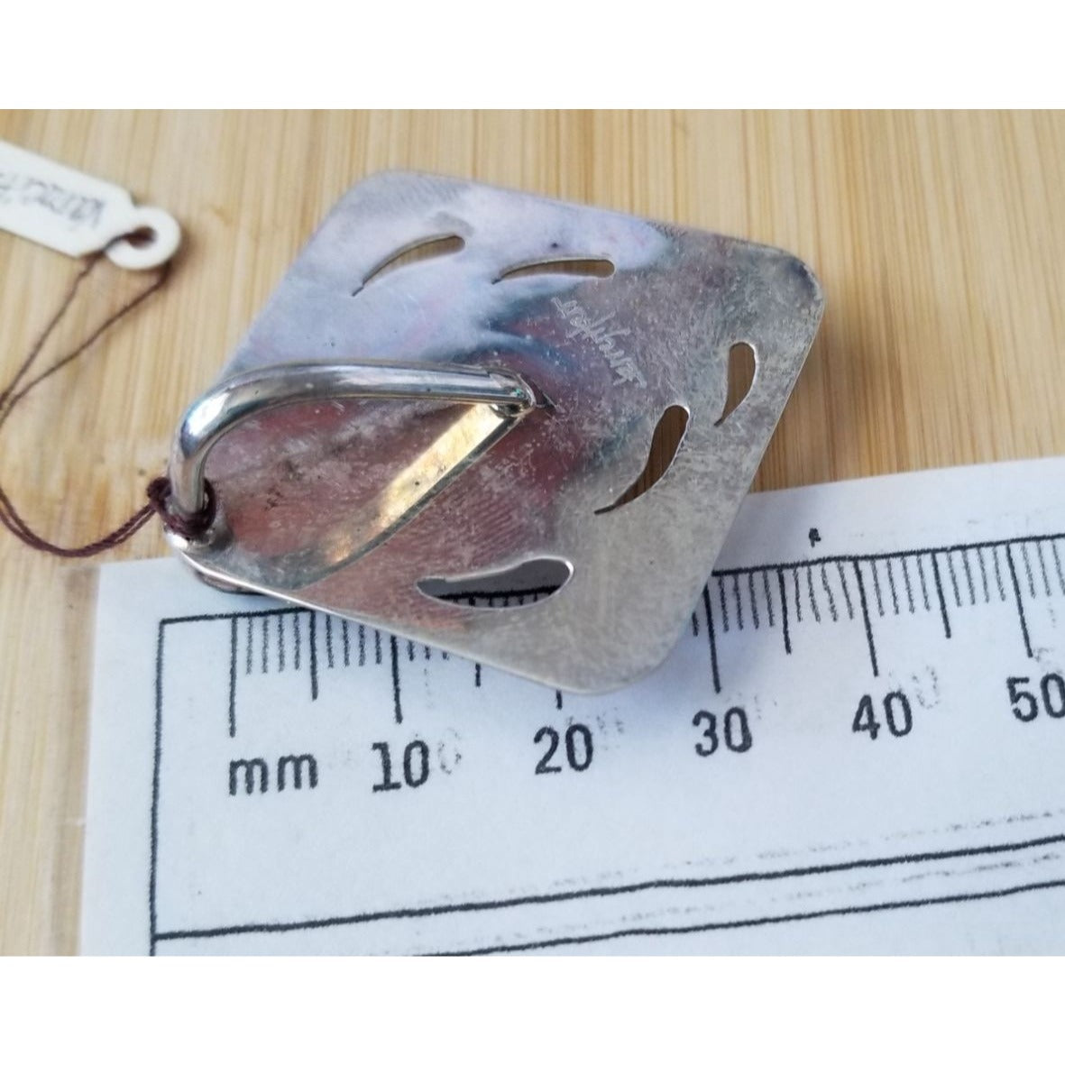 Pendant Varacite 1 1/2 " square 22  x 10 cm Bail  8.9 Gr 44.5  ct 45 cm x 45 cm Silver