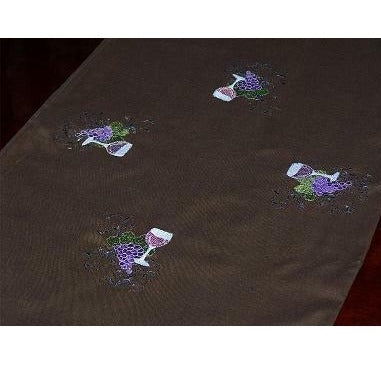 Table Runner Navy Center Wine Designs Cotton  78" x 18"