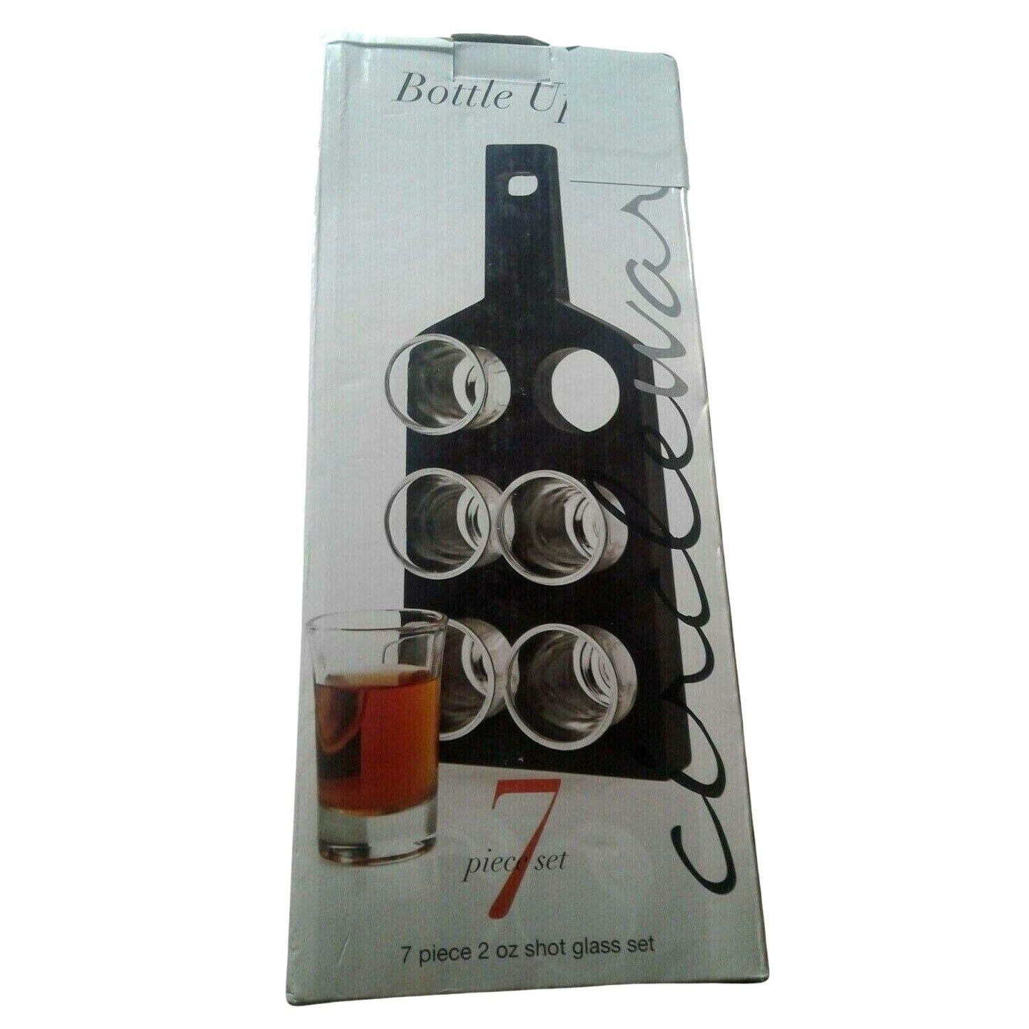 Shot Glasses Bottle Up 6 glasses with Holder for Serving Circleware 2 oz Glass