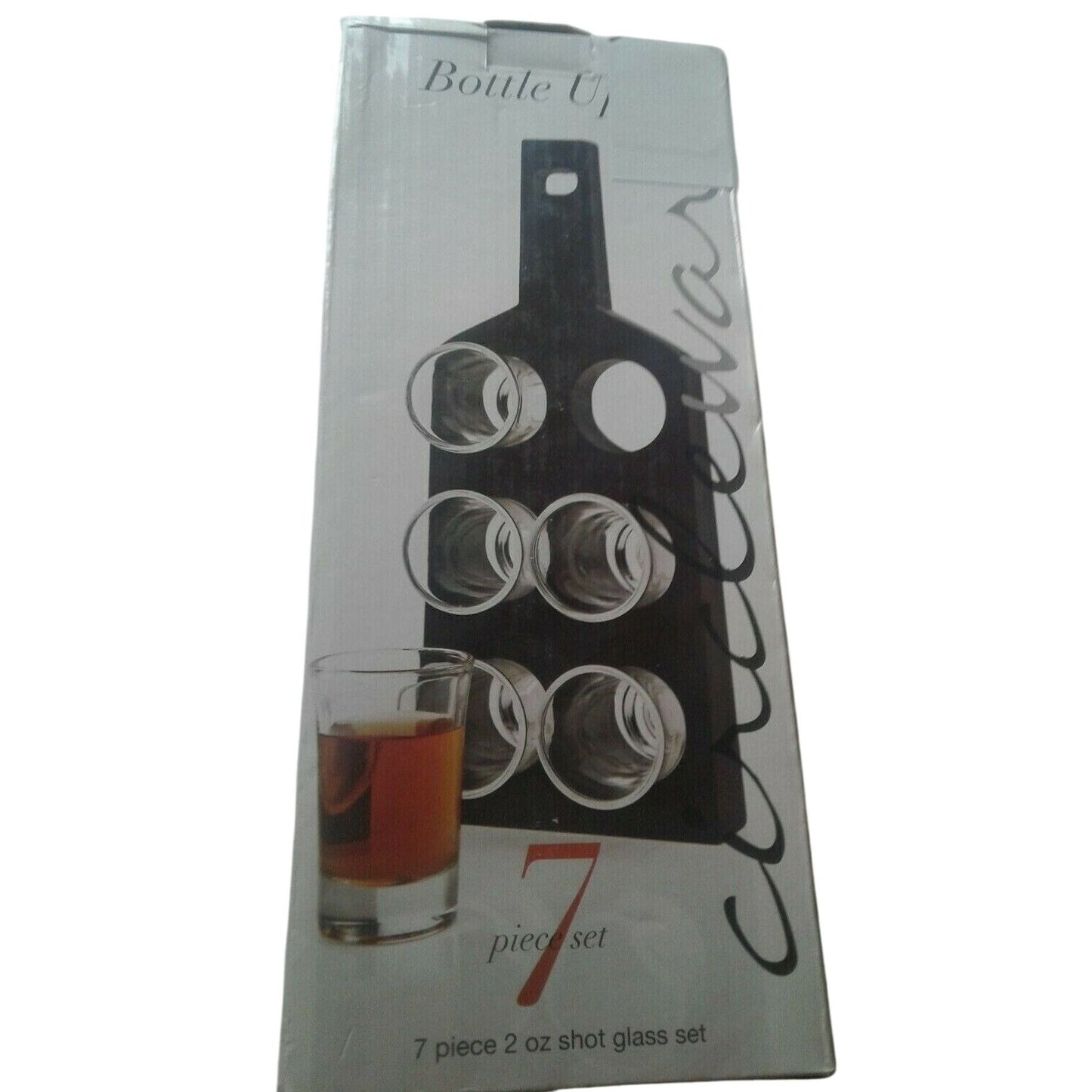 Shot Glasses Bottle Up 6 glasses with Holder for Serving Circleware 2 oz Glass