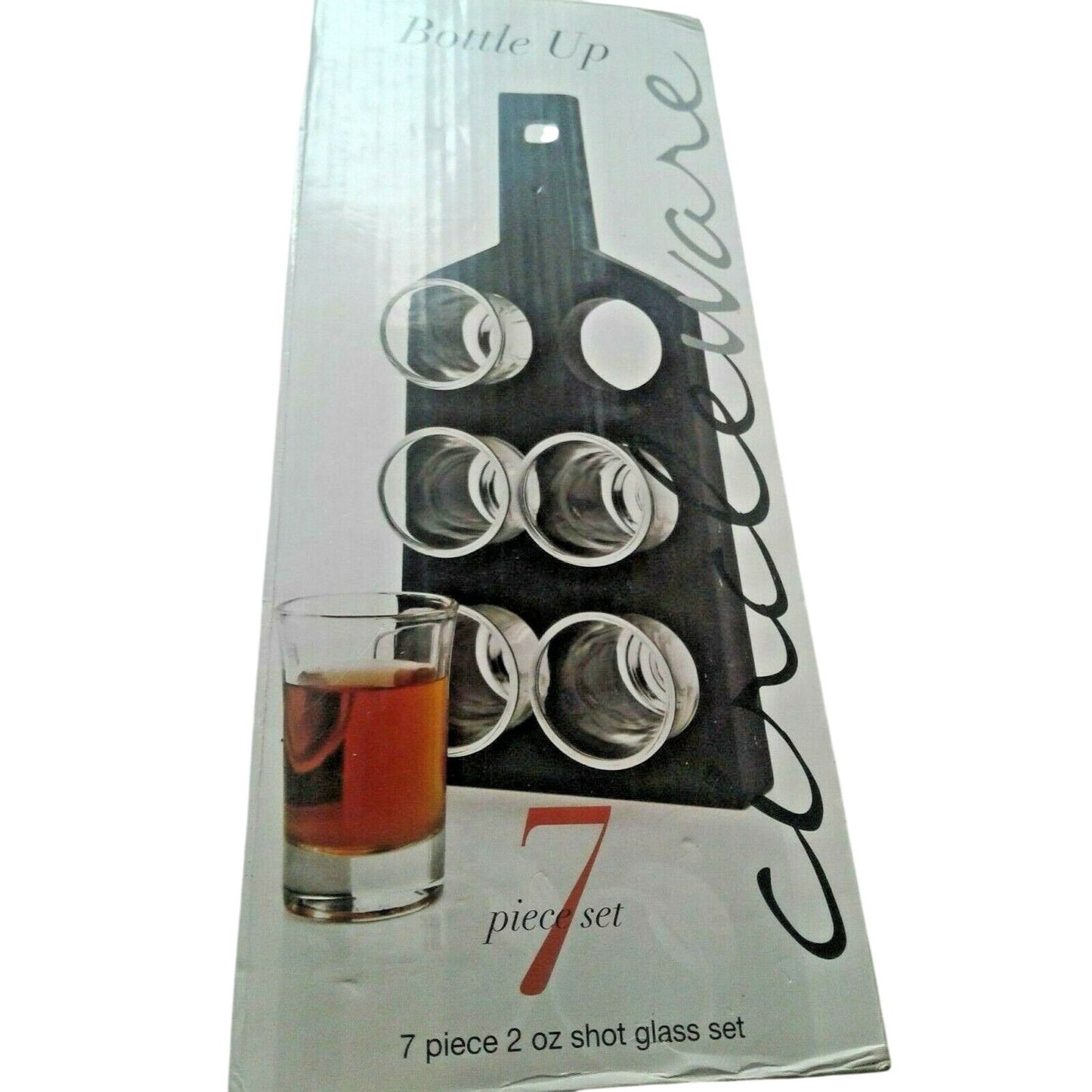 Shot Glasses Bottle Up 6 glasses with Holder for Serving Circleware 2 oz Glass
