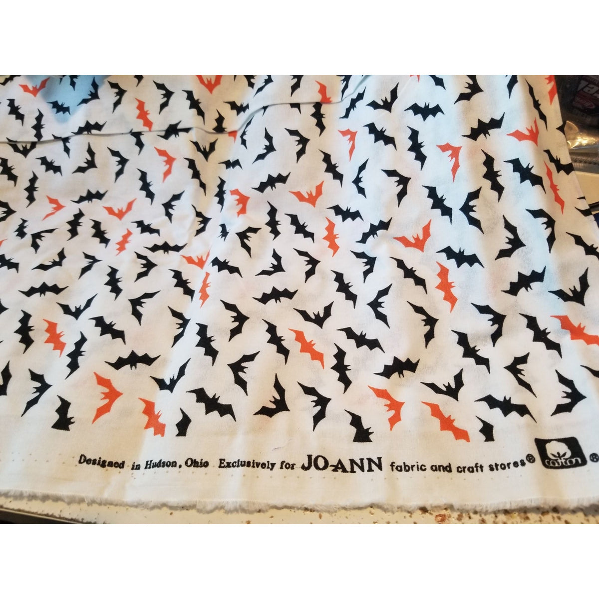 Material  White  Fabric Black and White Bats  44" x 36"   Cotton Craft Clothing fabric Joann  Fabric