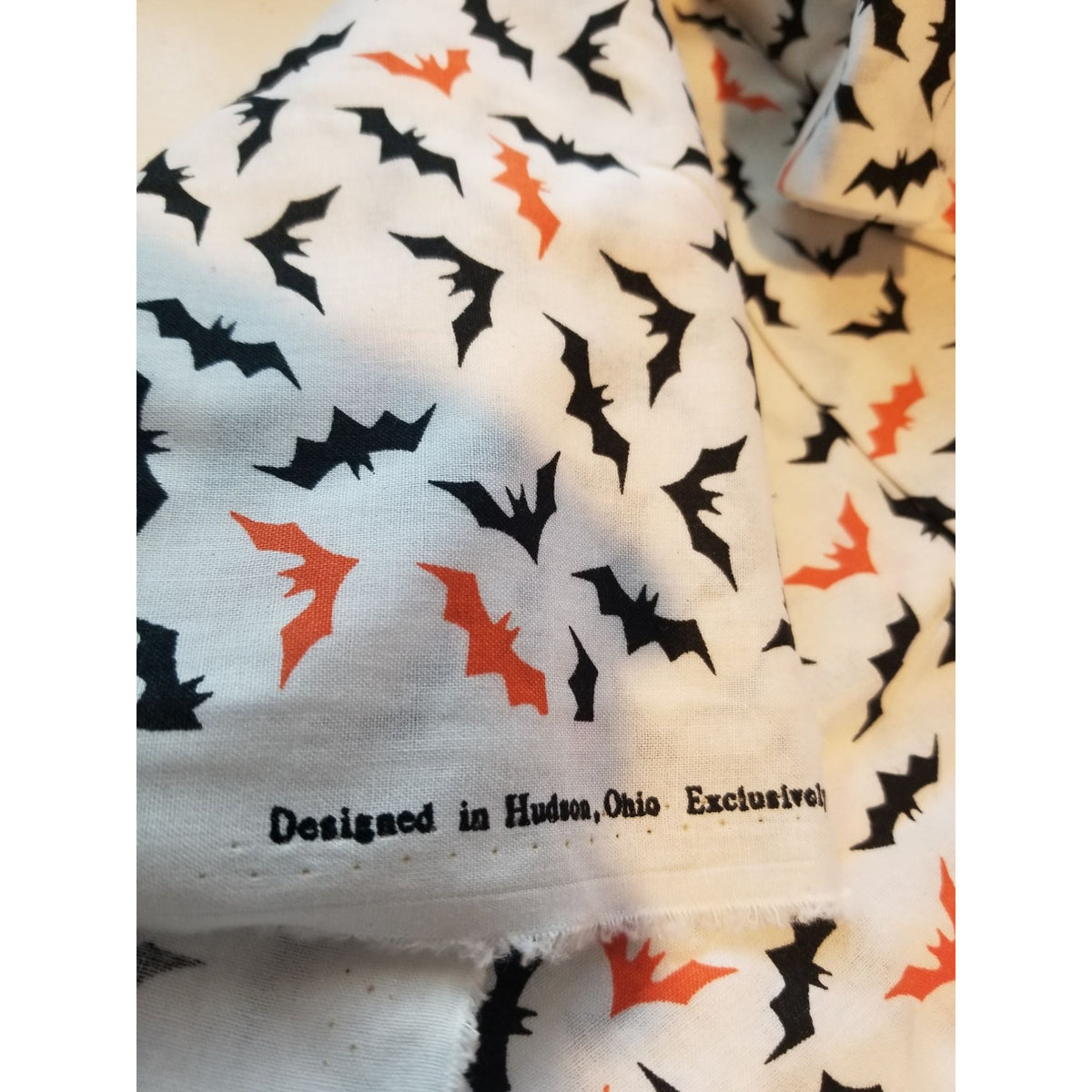 Material  White  Fabric Black and White Bats  44" x 36"   Cotton Craft Clothing fabric Joann  Fabric