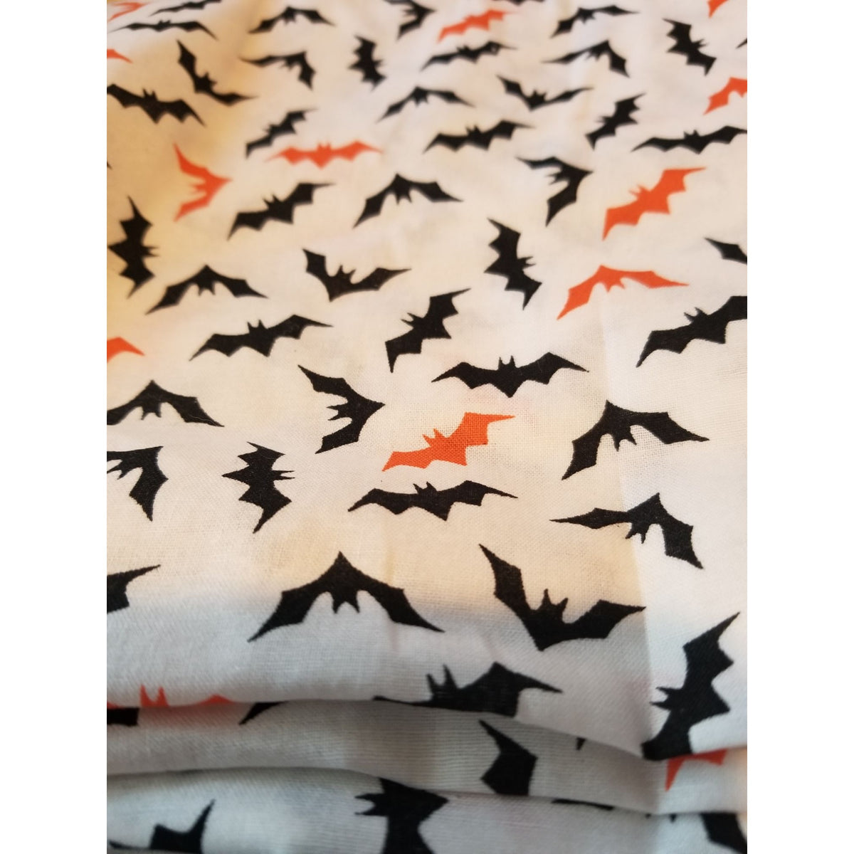 Material  White  Fabric Black and White Bats  44" x 36"   Cotton Craft Clothing fabric Joann  Fabric