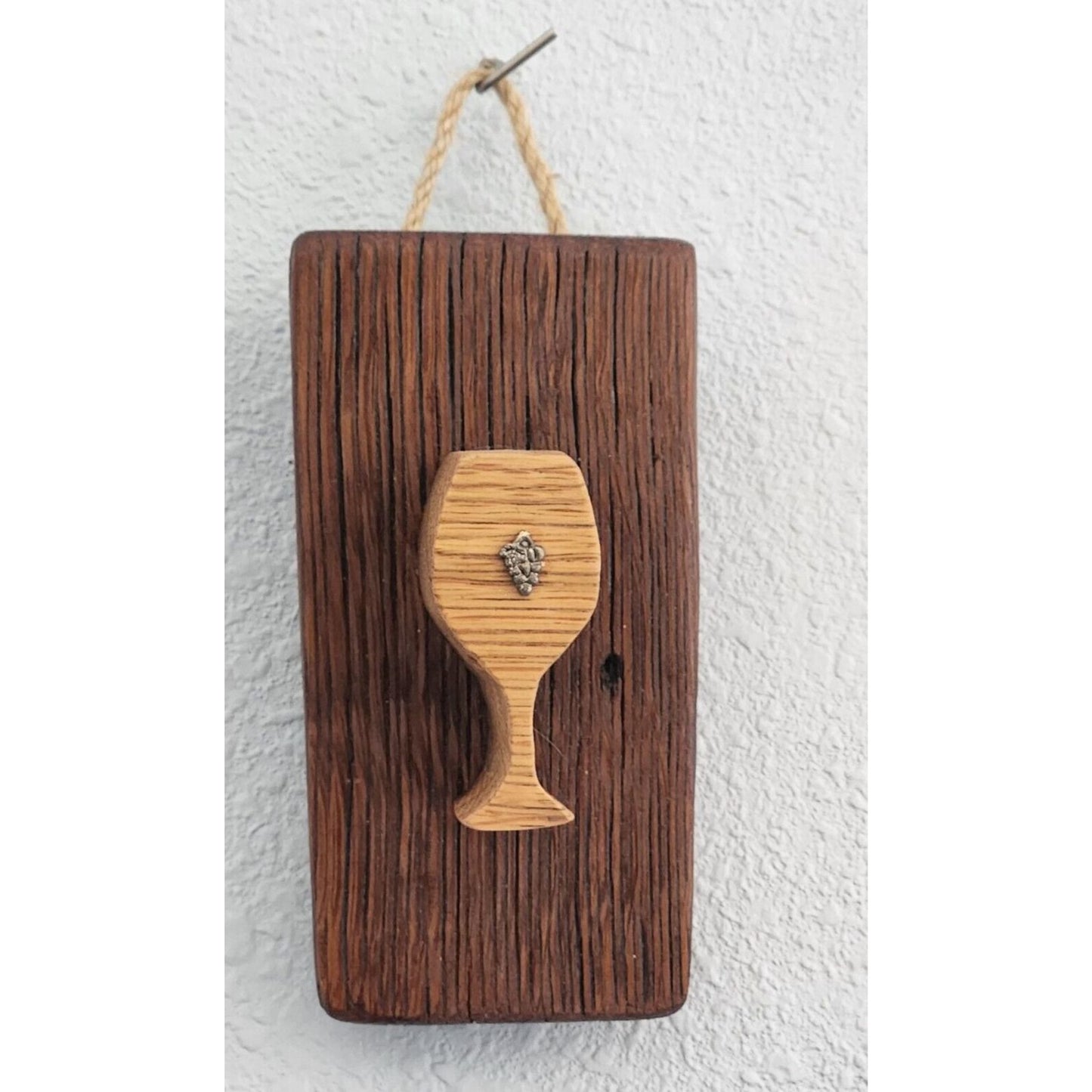 Wood Sign Wine Barrel Tall Wine Glass Grape Cluster Charm Light Wine Stave Toasted