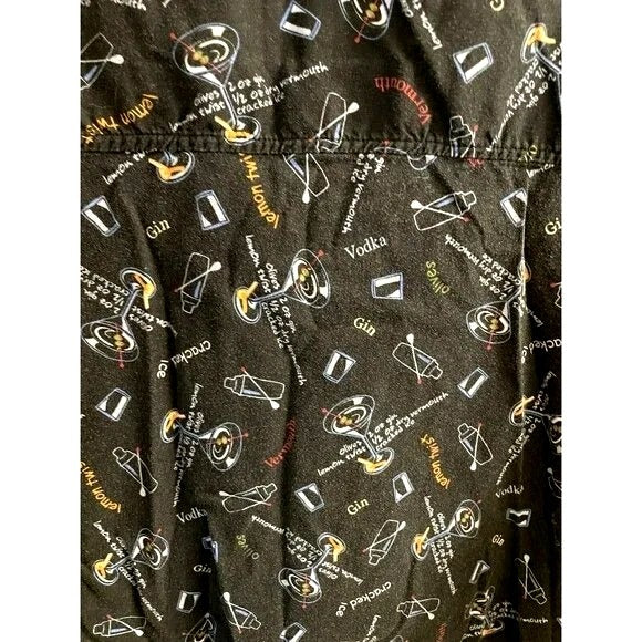 Dem Crazy Hawaiian Style Party Shirt L Men's Martini Button Up‎  Shirt 100% Cotton Made In Thailand