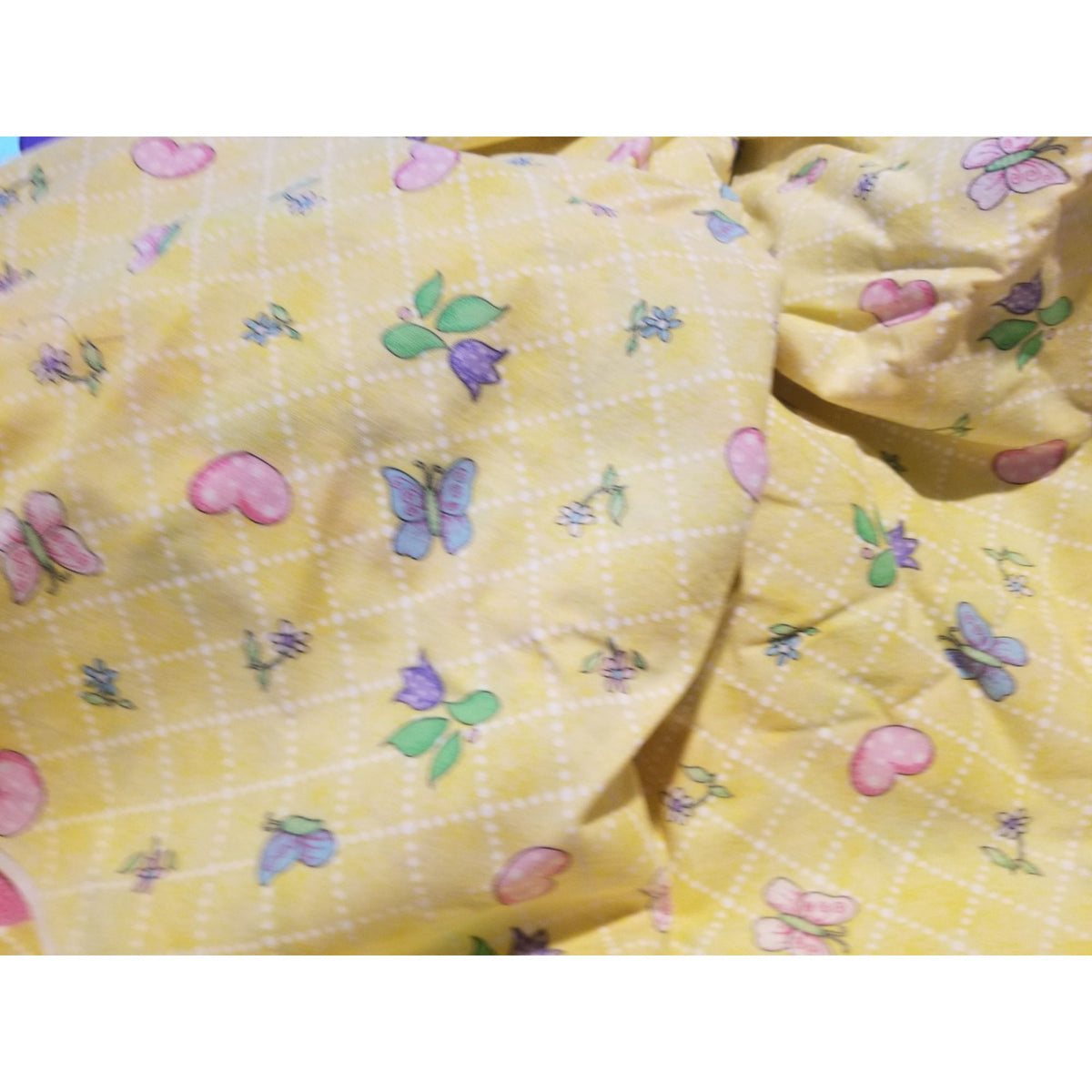 Material Cotton Daisy Kingdom Easter Teaparty Fabric By Beth Yarbrough 2005 Yellow Floral & Butterfly Print 44" x  72" Cotton