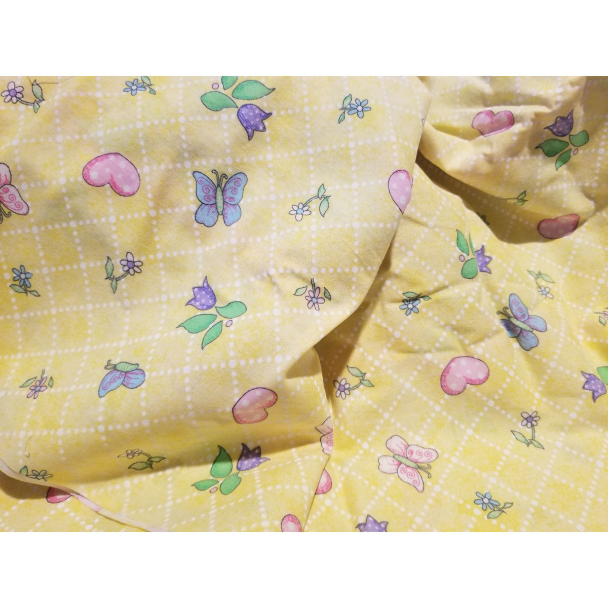 Material Cotton Daisy Kingdom Easter Teaparty Fabric By Beth Yarbrough 2005 Yellow Floral & Butterfly Print 44" x  72" Cotton