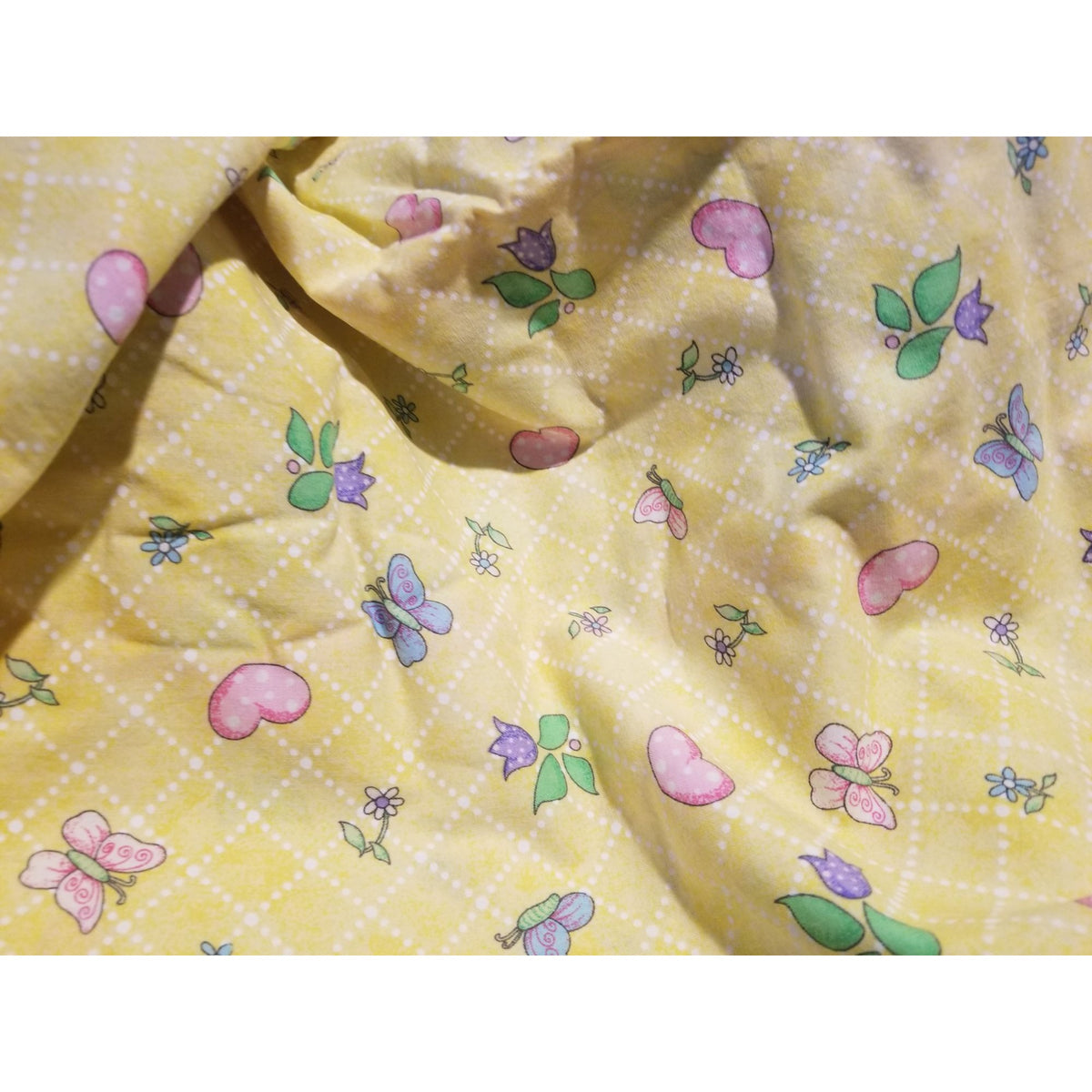 Material Cotton Daisy Kingdom Easter Teaparty Fabric By Beth Yarbrough 2005 Yellow Floral & Butterfly Print 44" x  72" Cotton