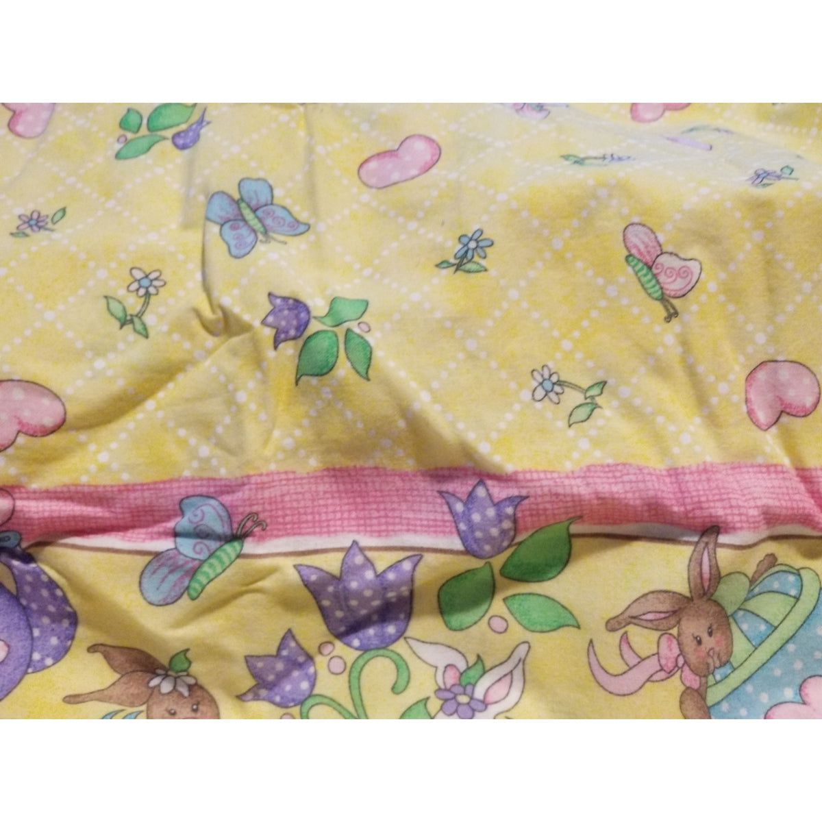 Material Cotton Daisy Kingdom Easter Teaparty Fabric By Beth Yarbrough 2005 Yellow Floral & Butterfly Print 44" x  72" Cotton