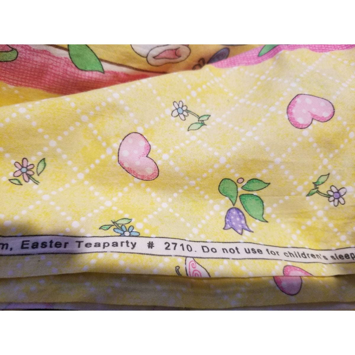 Material Cotton Daisy Kingdom Easter Teaparty Fabric By Beth Yarbrough 2005 Yellow Floral & Butterfly Print 44" x  72" Cotton