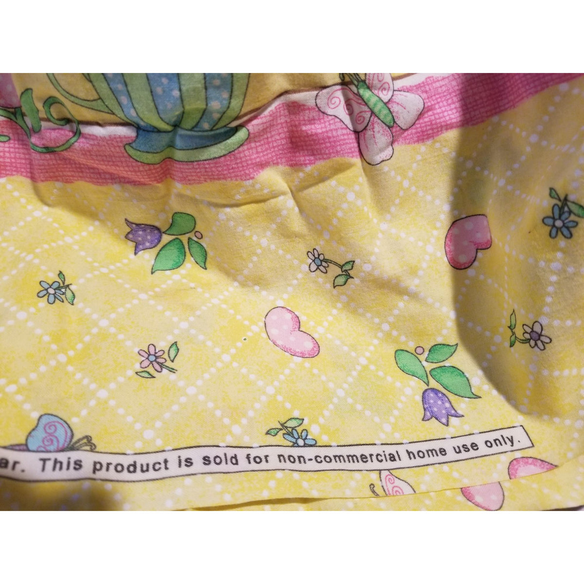 Material Cotton Daisy Kingdom Easter Teaparty Fabric By Beth Yarbrough 2005 Yellow Floral & Butterfly Print 44" x  72" Cotton
