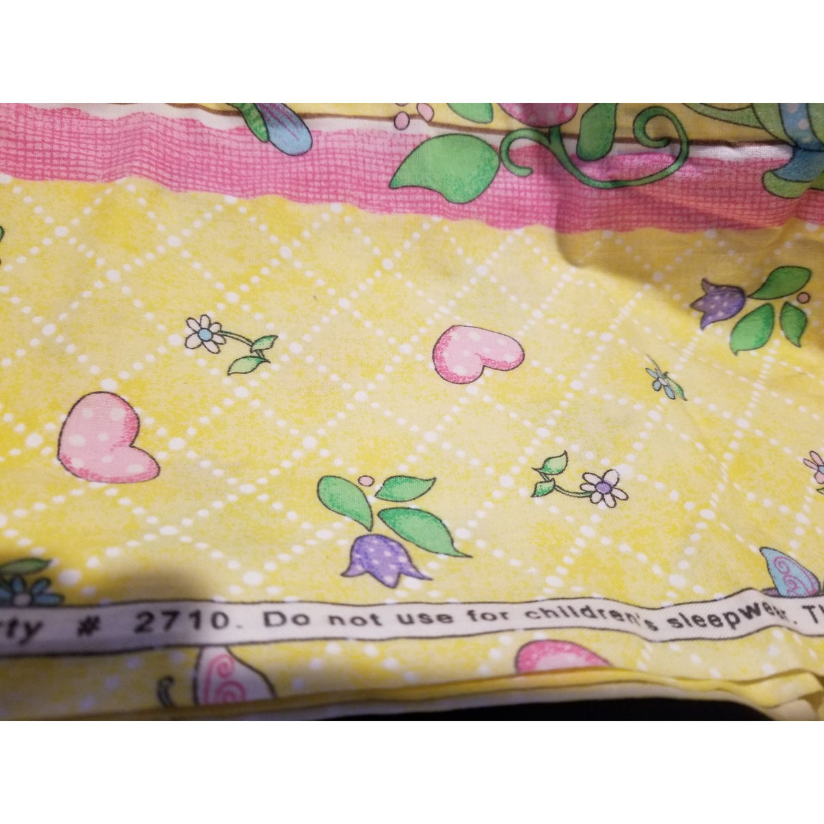 Material Cotton Daisy Kingdom Easter Teaparty Fabric By Beth Yarbrough 2005 Yellow Floral & Butterfly Print 44" x  72" Cotton