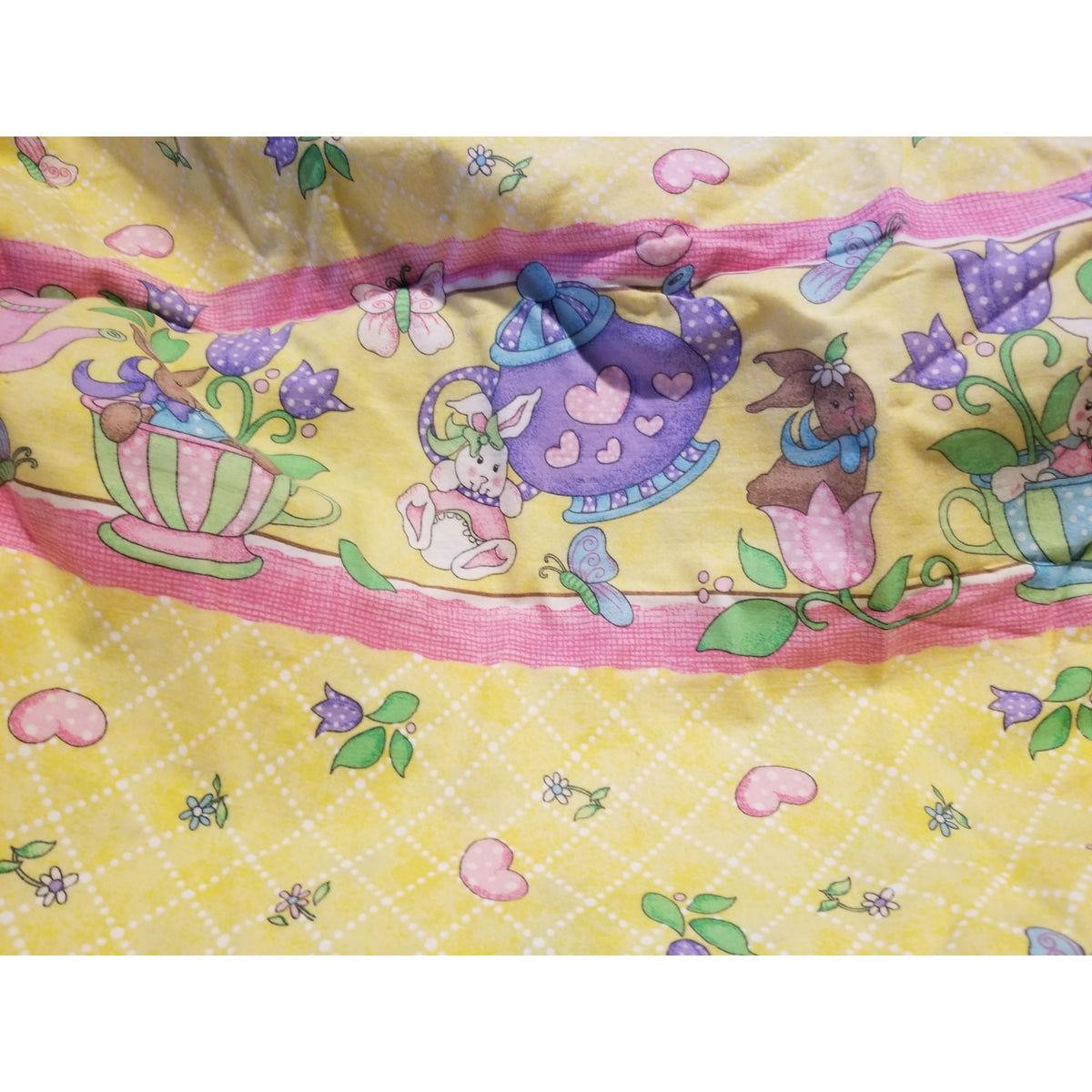 Material Cotton Daisy Kingdom Easter Teaparty Fabric By Beth Yarbrough 2005 Yellow Floral & Butterfly Print 44" x  72" Cotton