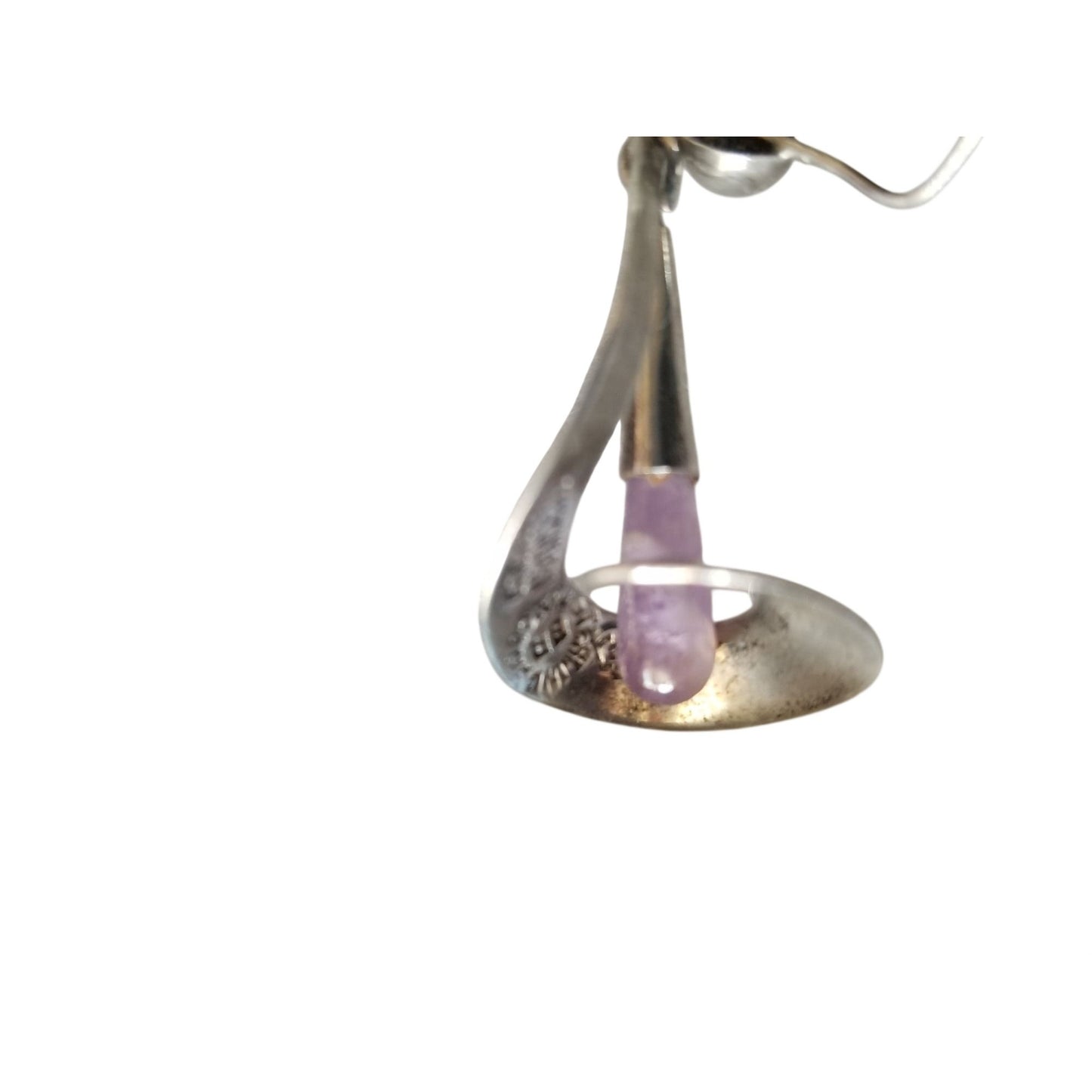 Earrings Silver Loops Crystal Purple 40 x 20 mm  6.5 gr Hooks