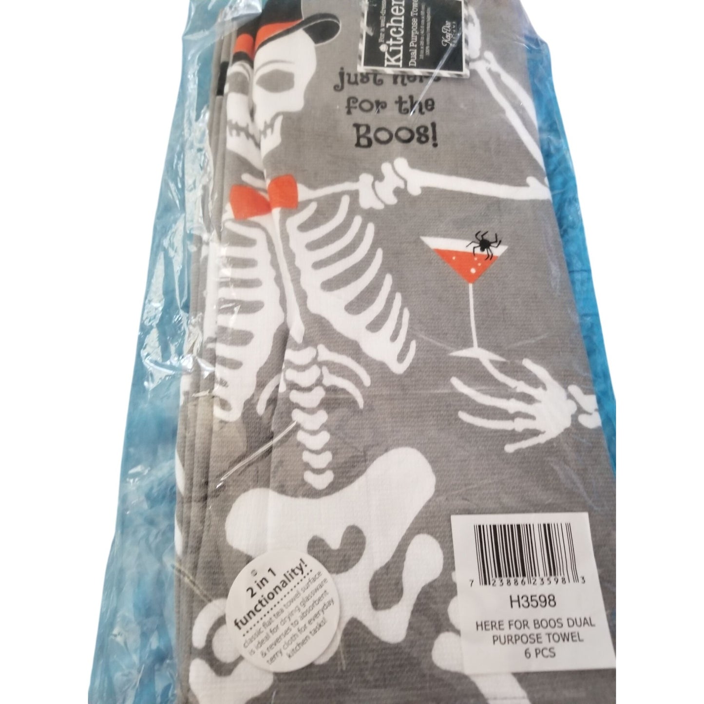 Kitchen Towel Kay Dee Size 16" x 26"   I am just here for the Boos Skelton  Dual Purpose