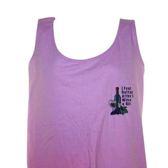 T-Shirt Tank Top Pink Gildan  Size XLarge Cotton I Feel Better After I Wine a Bit