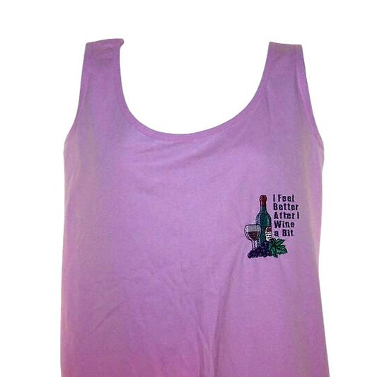 T-Shirt Tank Top Pink Gildan  Size XLarge Cotton I Feel Better After I Wine a Bit