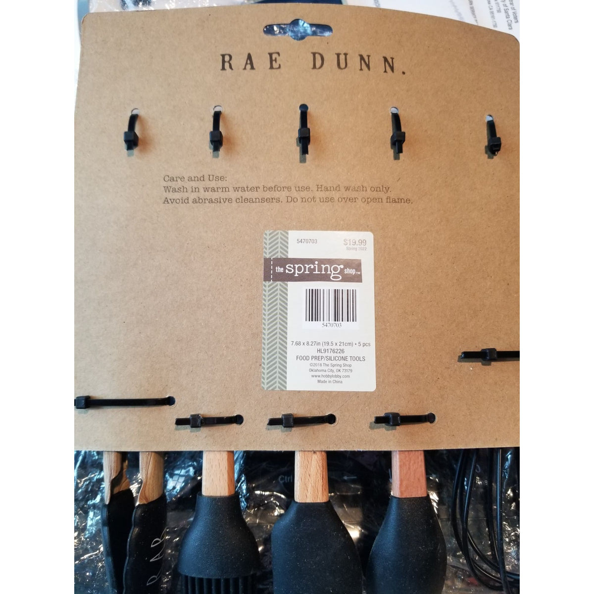 Kitchen Mini Utensils Rae Dunn 5 Piece Set  Whip, Mix, Flip, Flip, Grab Black Kid Size 8: Tall