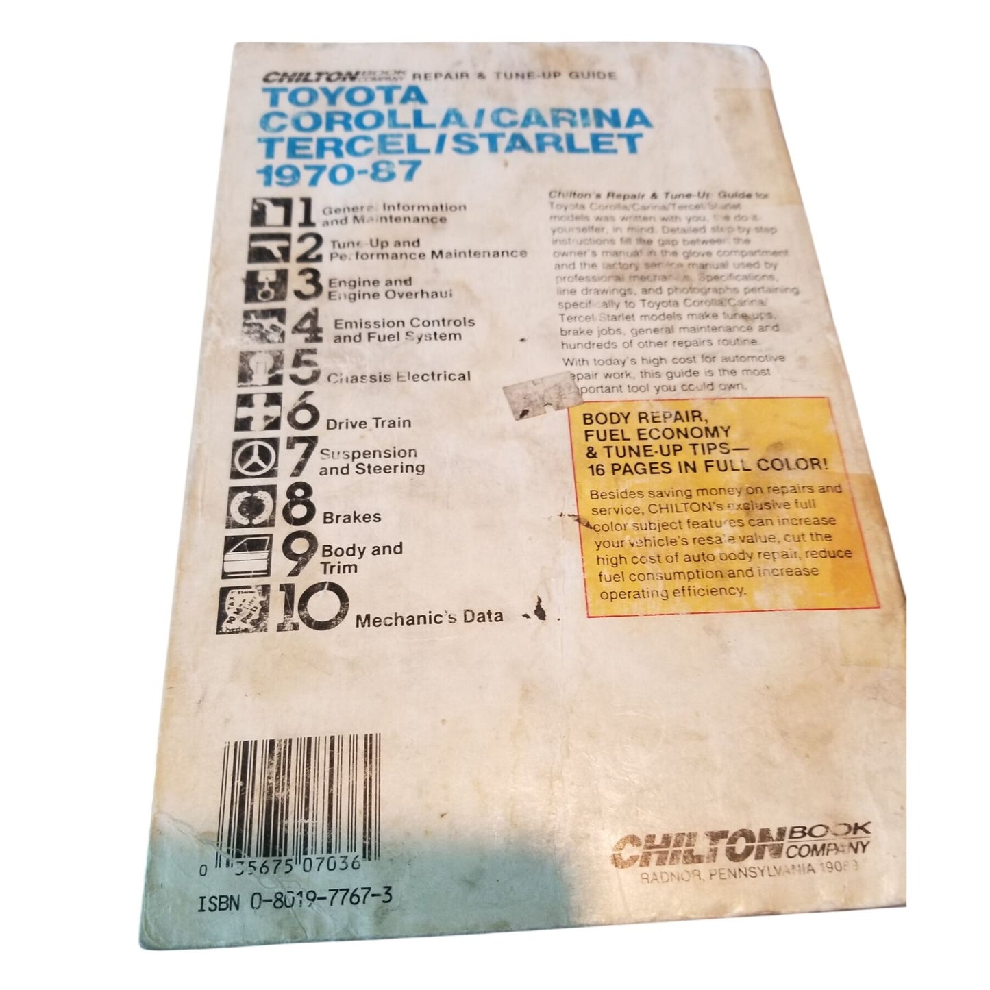 Book Chiltons Toyota Corolla Carina Tercel Starlet 1970 - 1983  # 7036  All Models