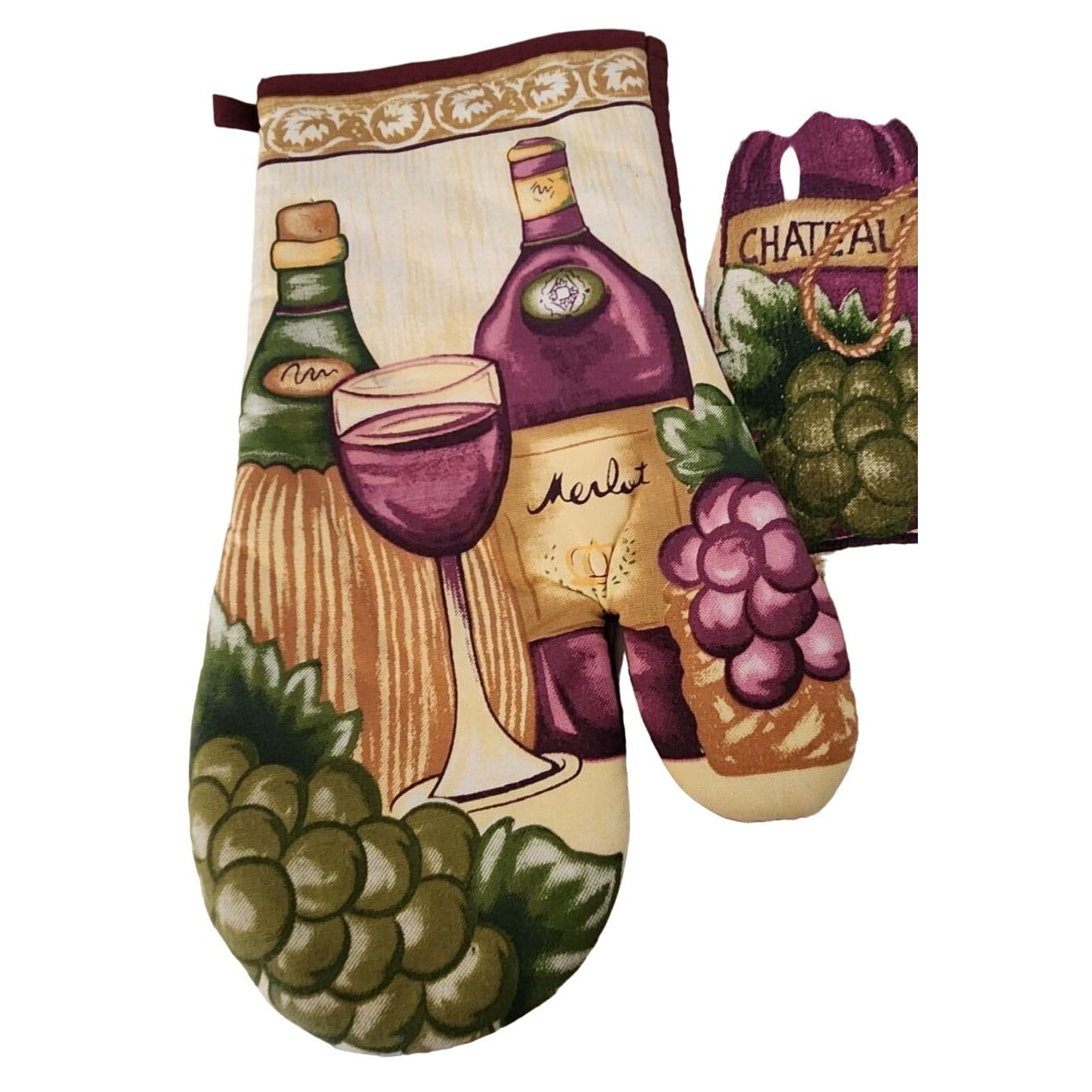 Kitchen Towel 5 Piece Set Merlot 2   2 Towels  2 Pot Holders, 1 Oven Mitt 100% Cotton