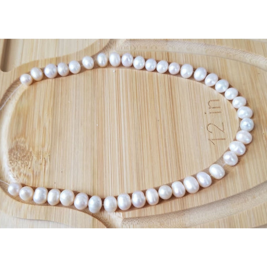 Loose Pearl White Flat Bottom Bag  Q 2 half  Round  8 mm  Bin Pearl  50 Pcs 109 ct   21.8  gr  15"  1/4 Bottom  Drilled  Freshwater Real
