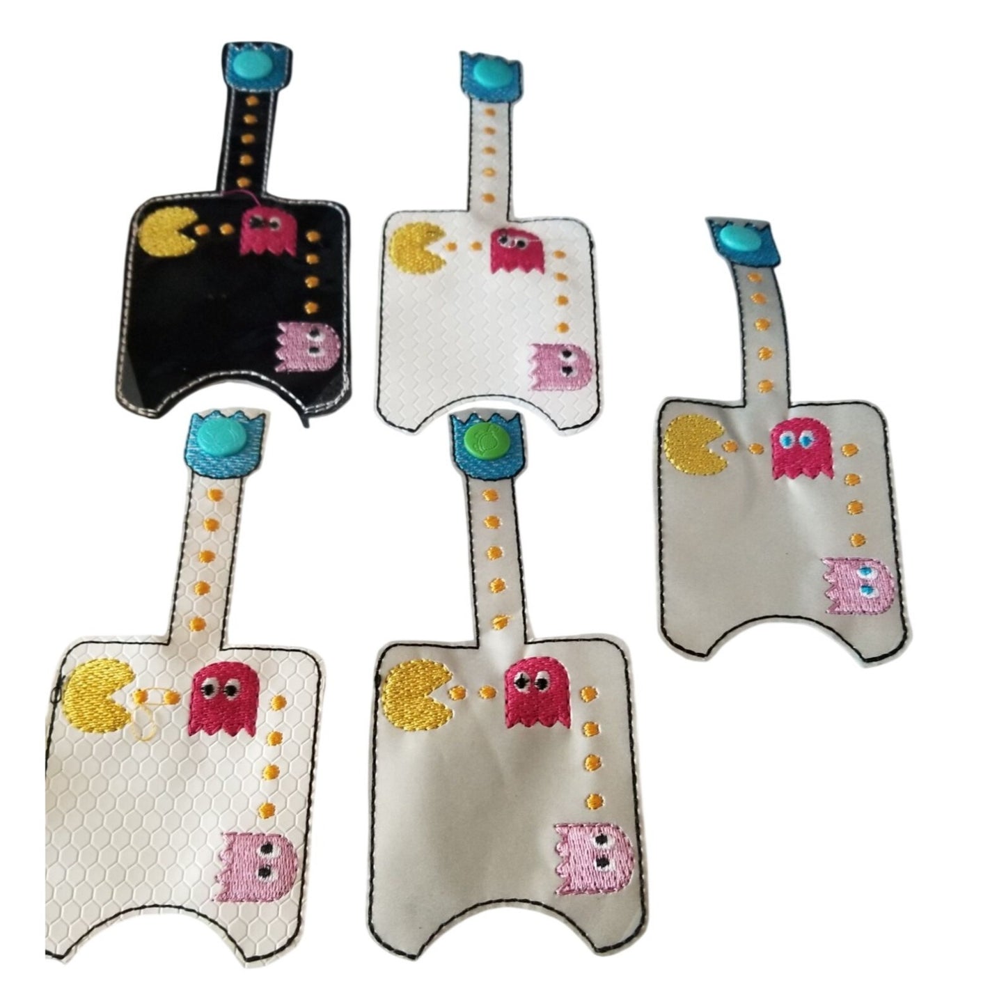 Bath & Body Works 1 oz Hand Sanitizer Set of 5 Pac Man Embroidered Faux Leather Holder