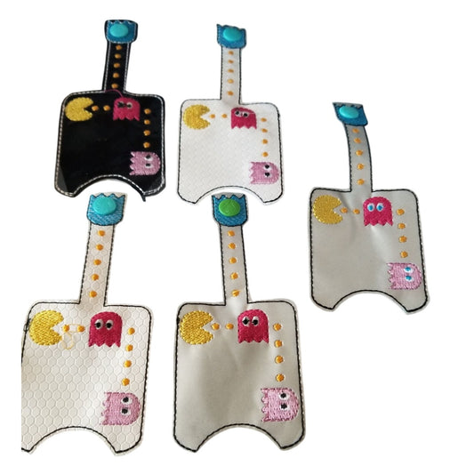 Bath & Body Works 1 oz Hand Sanitizer Set of 5 Pac Man Embroidered Faux Leather Holder