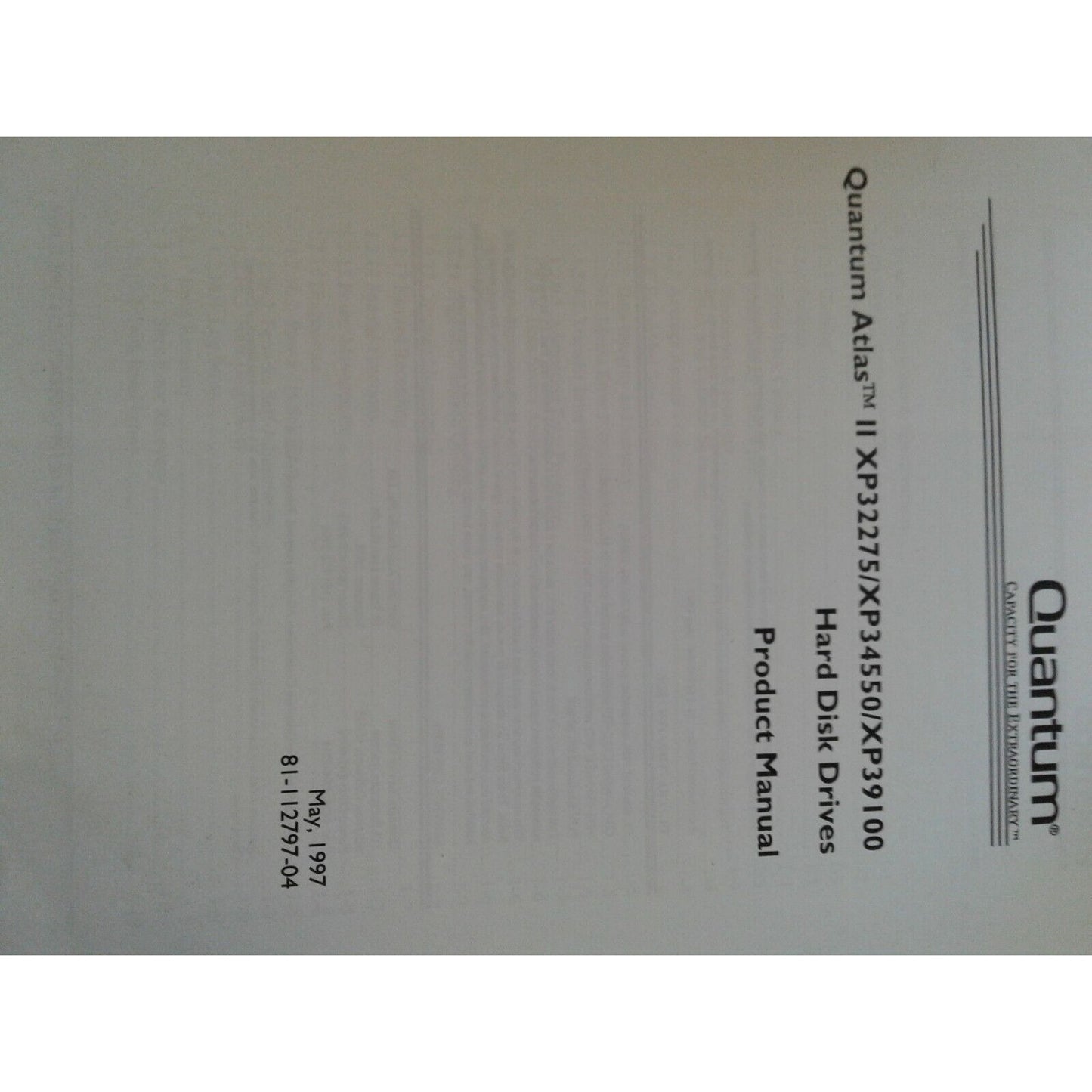 Computer Manual Quantum Atlas II XP32275 / XP34550 / XP39100 Highest Performing Disk Driv