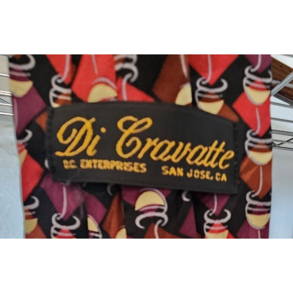 Tie Silk Brand Di Cravatte Stacked Wine Glasses Tiles 56" x 4"  100% Silk
