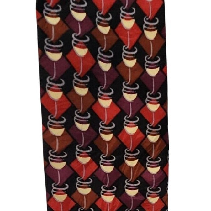 Tie Silk Brand Di Cravatte Stacked Wine Glasses Tiles 56" x 4"  100% Silk