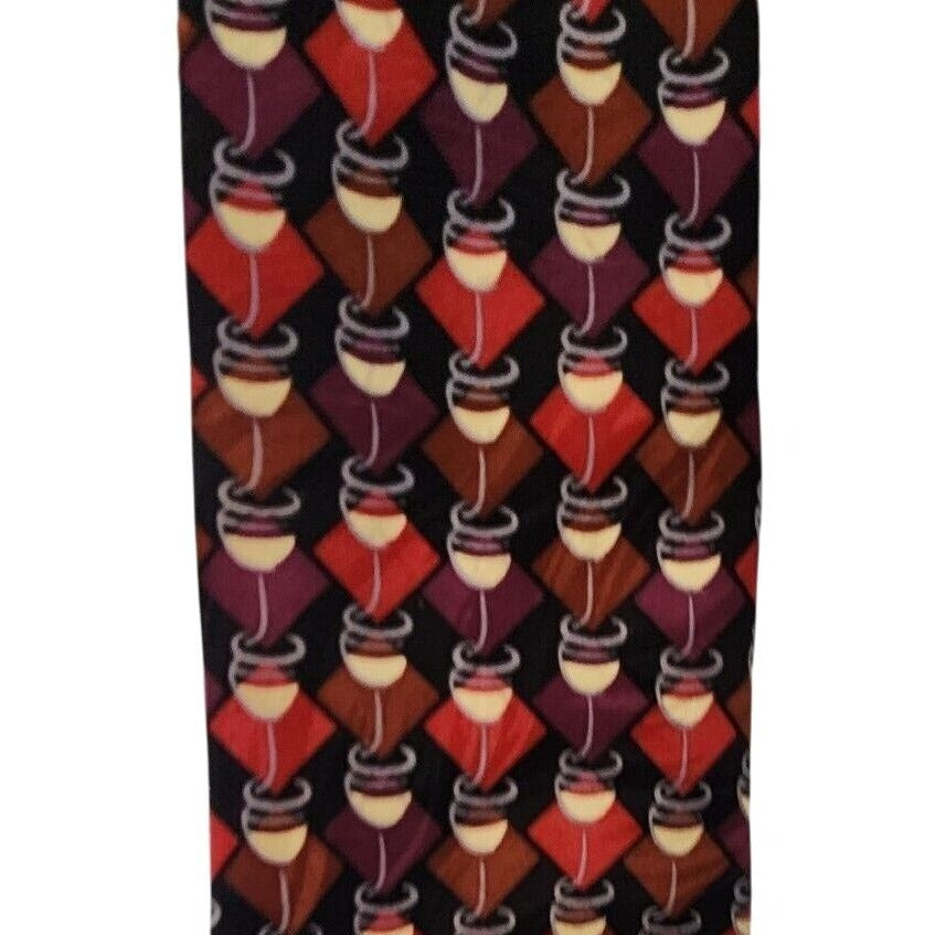 Tie Silk Brand Di Cravatte Stacked Wine Glasses Tiles 56" x 4"  100% Silk