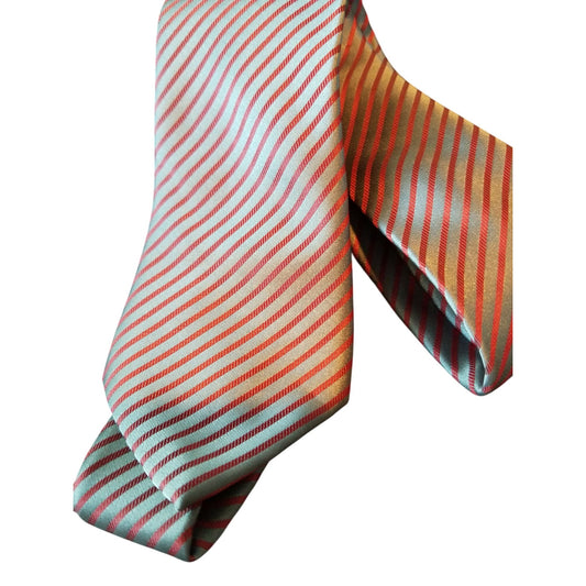 Tie R Classics London Red Silver Stripes # 113   3" x 60"