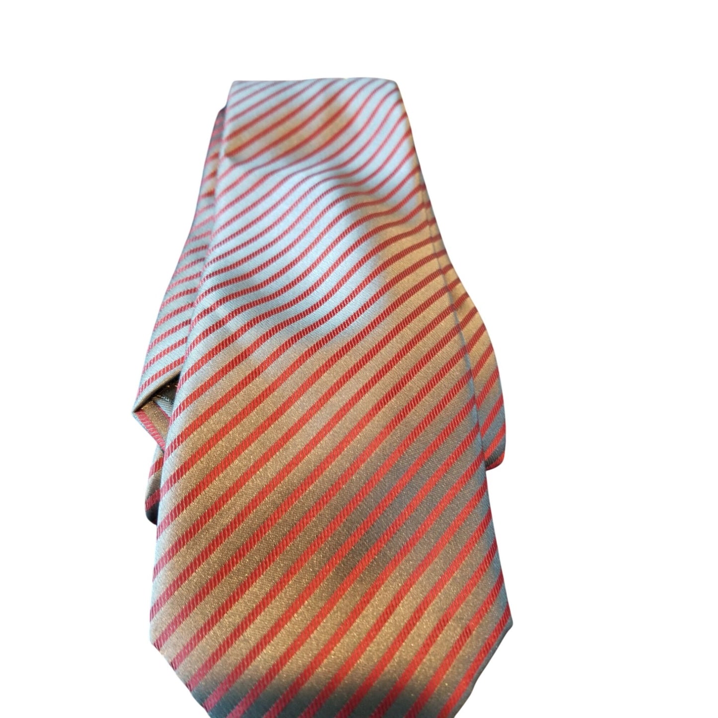 Tie R Classics London Red Silver Stripes # 113   3" x 60"