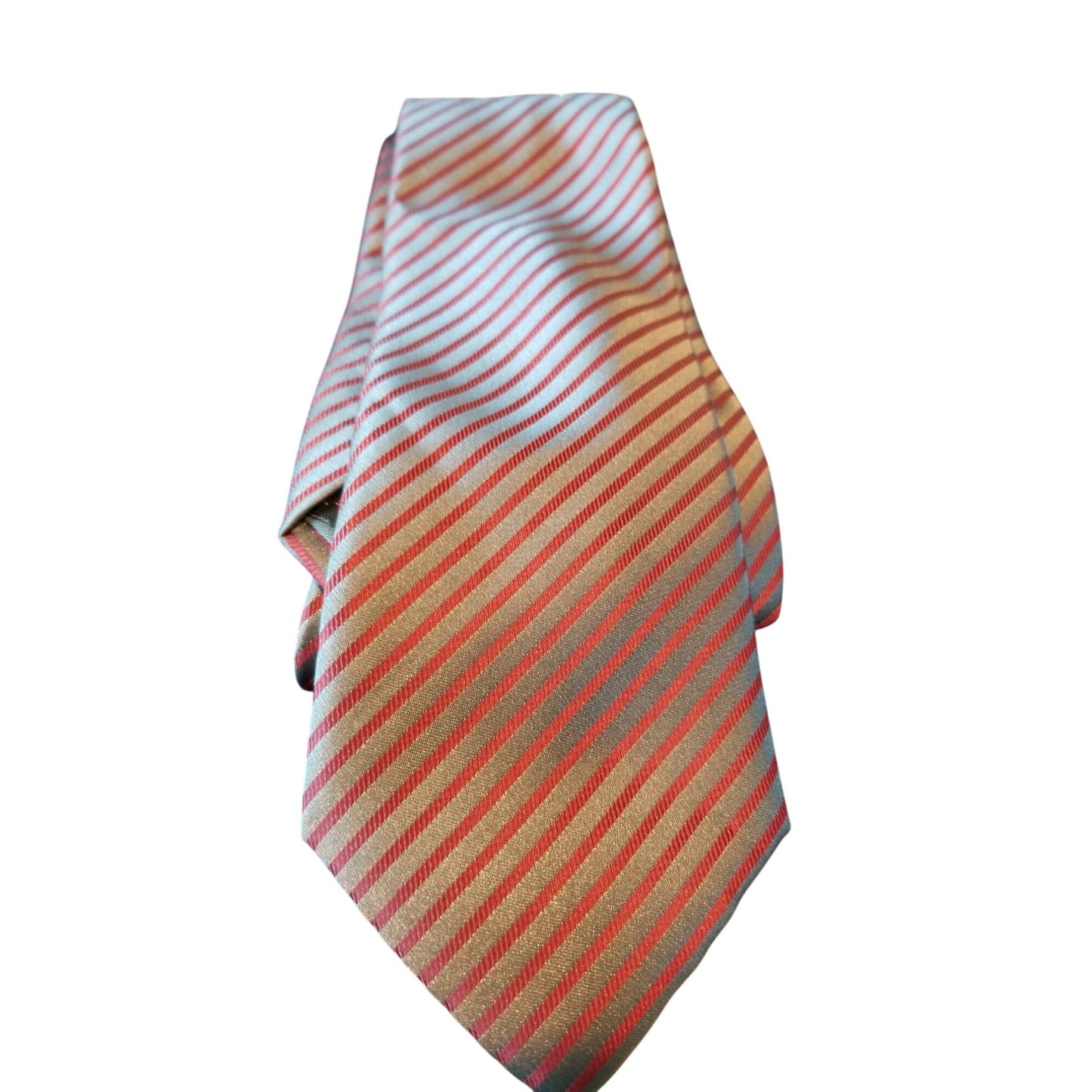 Tie R Classics London Red Silver Stripes # 113   3" x 60"