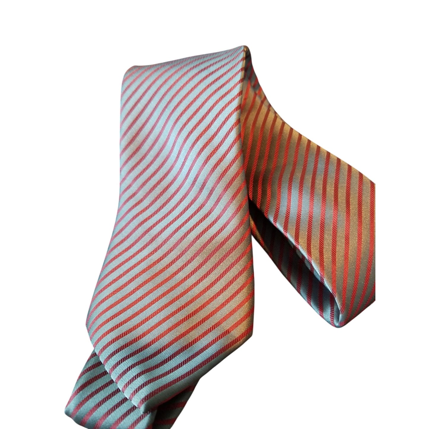 Tie R Classics London Red Silver Stripes # 113   3" x 60"