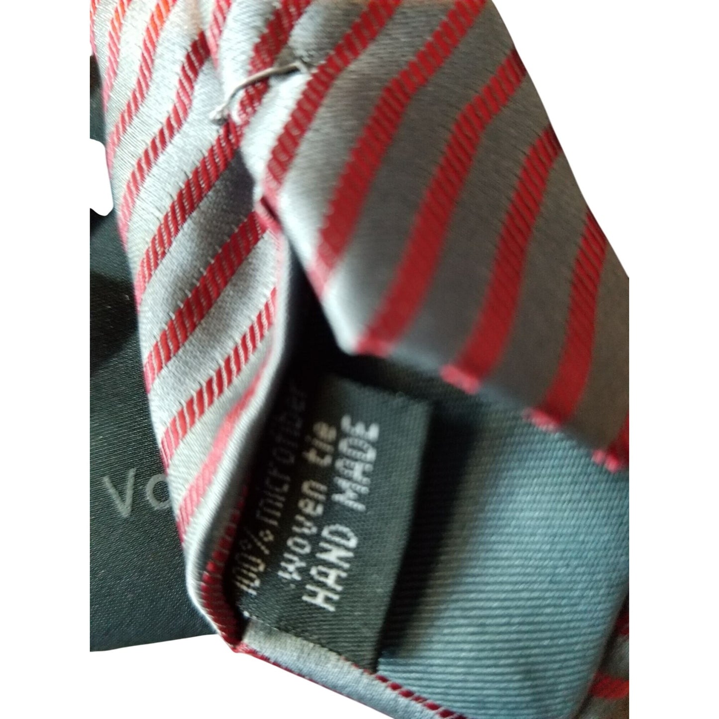 Tie R Classics London Red Silver Stripes # 113   3" x 60"