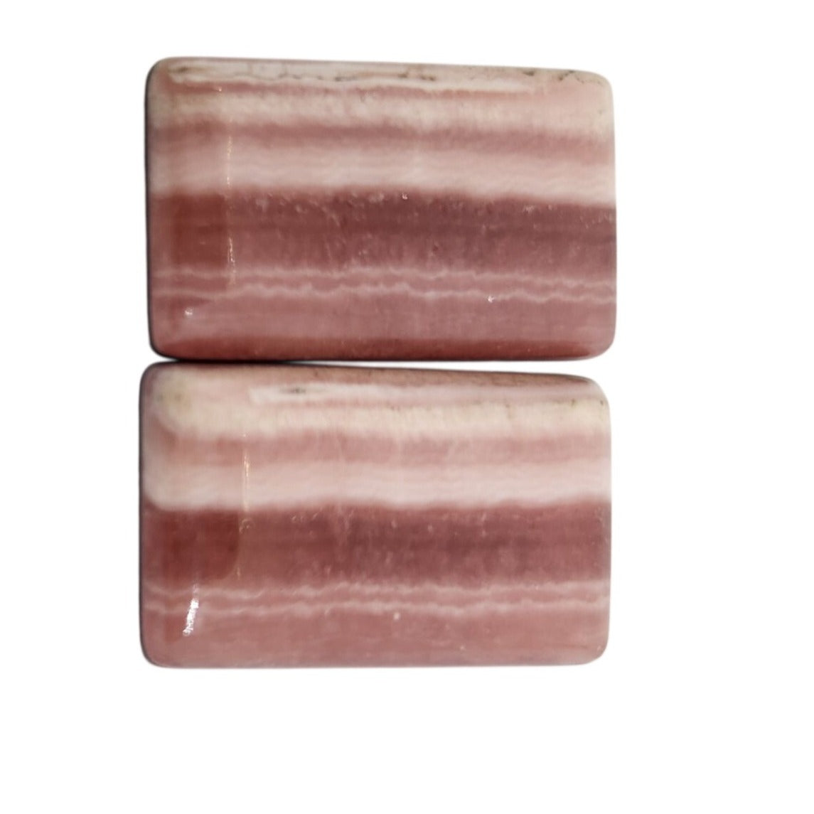 Gemstone Loose Matched Pair Rhodochrosite Crystal Pink Stripes 23.5 ct  5.1 gr