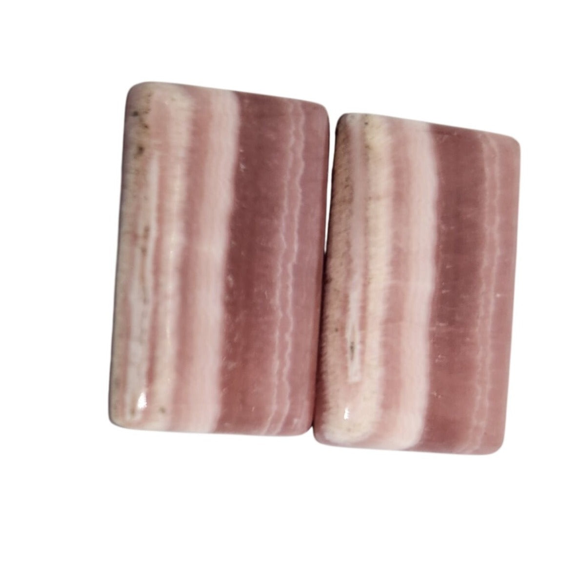 Gemstone Loose Matched Pair Rhodochrosite Crystal Pink Stripes 23.5 ct  5.1 gr