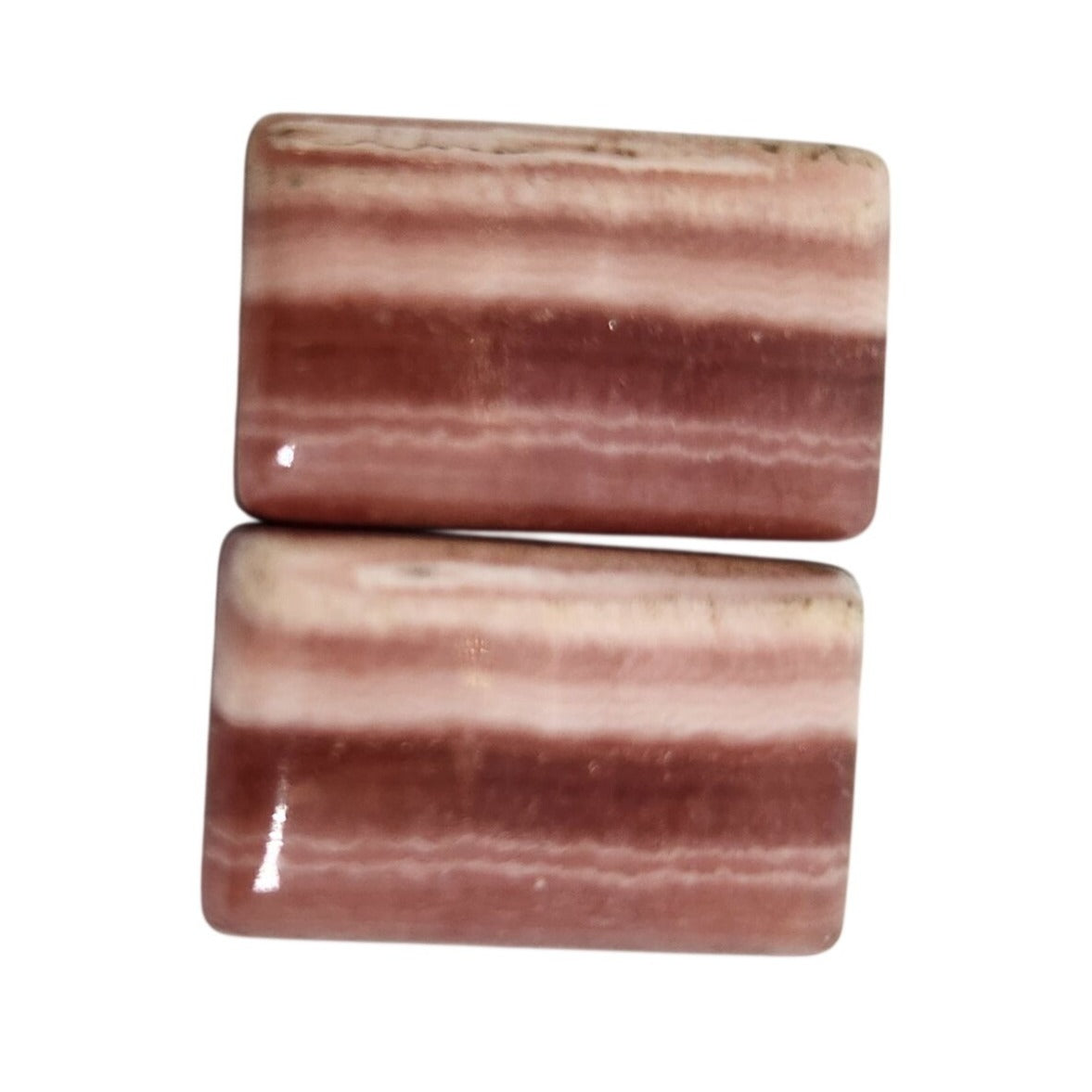 Gemstone Loose Matched Pair Rhodochrosite Crystal Pink Stripes 23.5 ct  5.1 gr