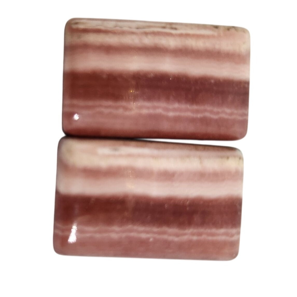 Gemstone Loose Matched Pair Rhodochrosite Crystal Pink Stripes 23.5 ct  5.1 gr
