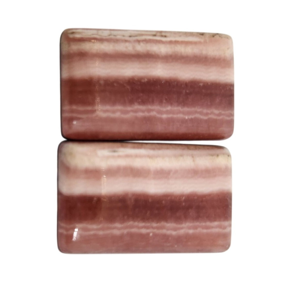 Gemstone Loose Matched Pair Rhodochrosite Crystal Pink Stripes 23.5 ct  5.1 gr