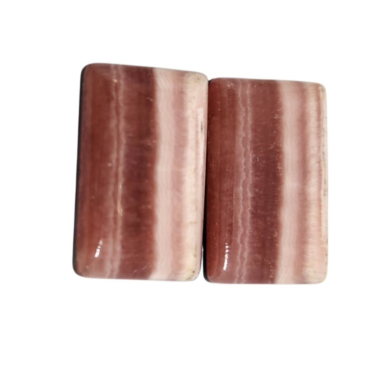 Gemstone Loose Matched Pair Rhodochrosite Crystal Pink Stripes 23.5 ct  5.1 gr