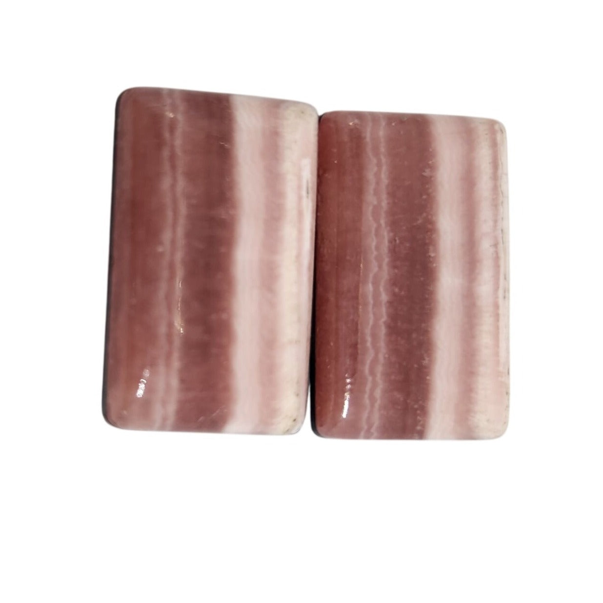 Gemstone Loose Matched Pair Rhodochrosite Crystal Pink Stripes 23.5 ct  5.1 gr