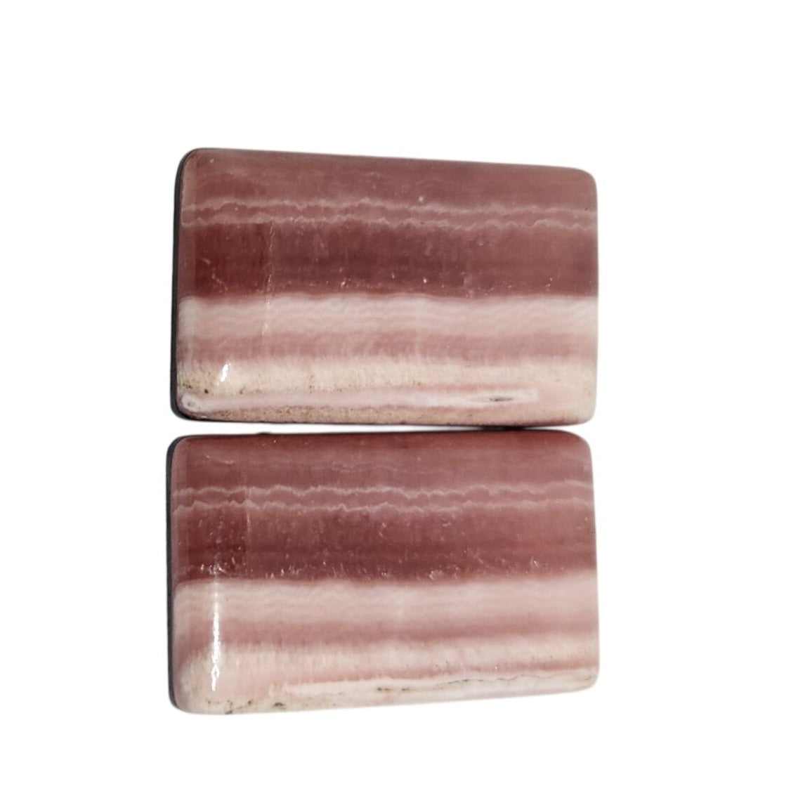 Gemstone Loose Matched Pair Rhodochrosite Crystal Pink Stripes 23.5 ct  5.1 gr