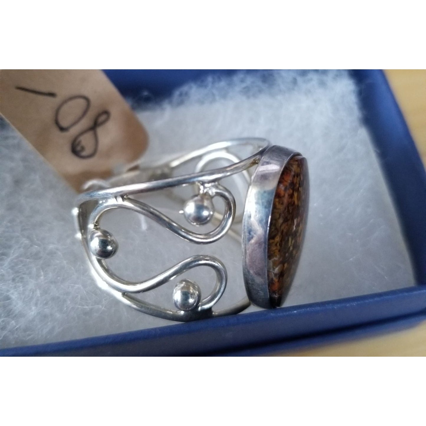 Ring Poppy  Jasper 50 ct  10 Gr Size 13 1/2  10 mm x 20 mm Fran Harr  925 Silver