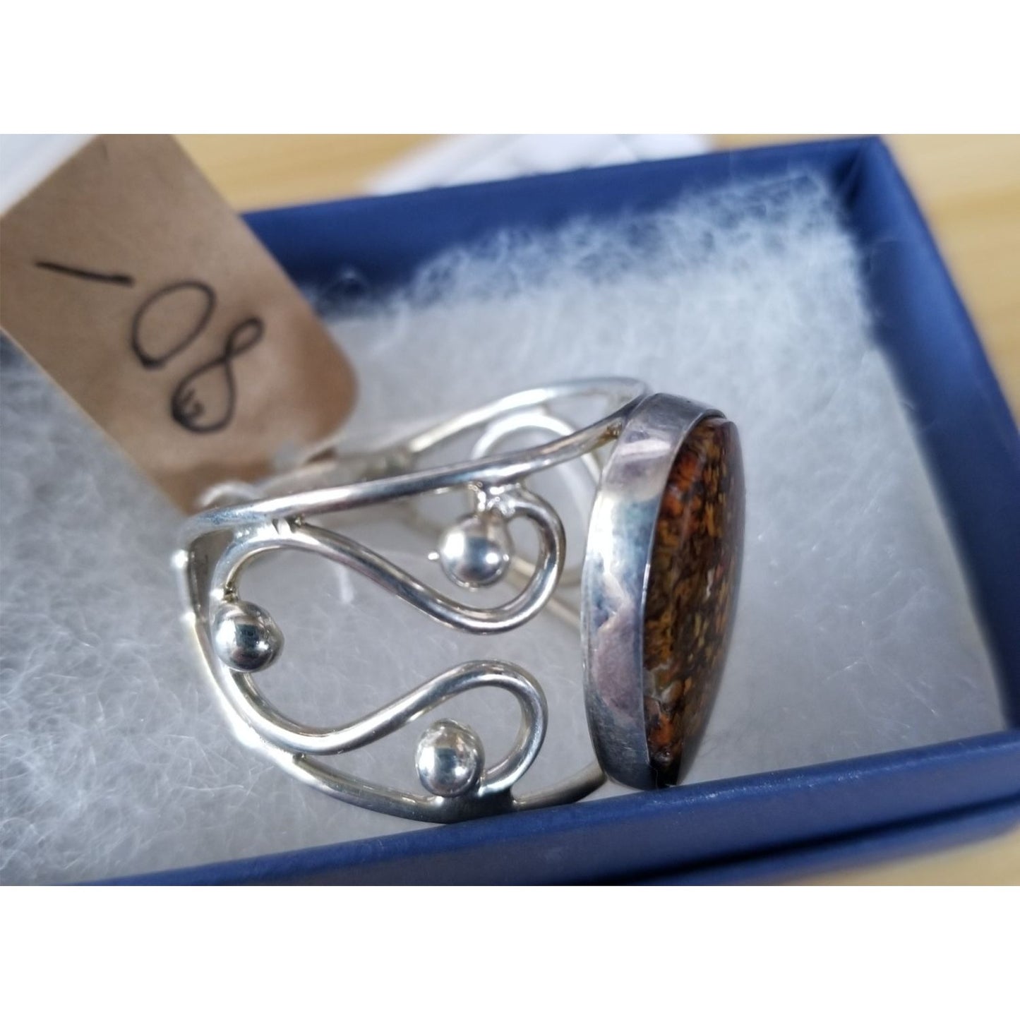 Ring Poppy  Jasper 50 ct  10 Gr Size 13 1/2  10 mm x 20 mm Fran Harr  925 Silver