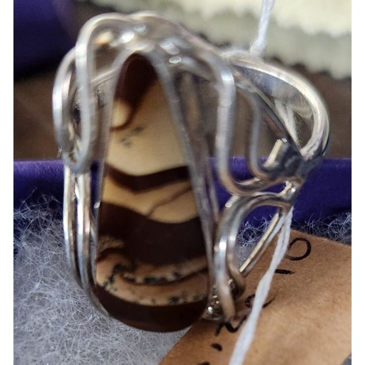 Ring Band Montana Agate Silver Stone 25 x 10 mm Size 10  6.3 gr   Jerry Fran Harr
